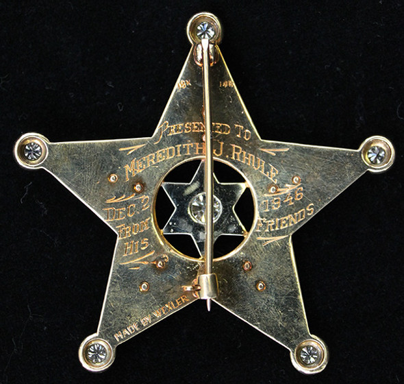 Absolutely Stunning 1946 Sangamon Co., IL Sheriff Badge of Meredith Rhule in 14K/18K Gold