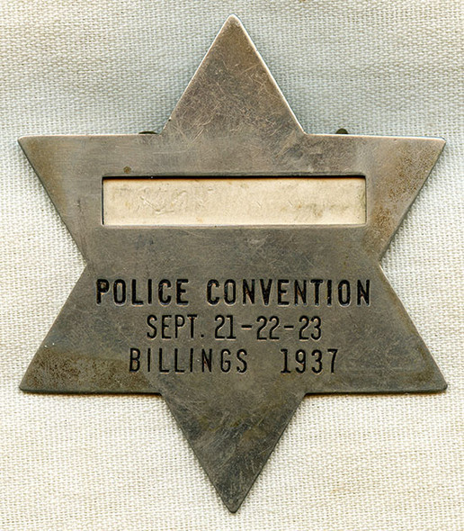Cool 1937 Billings, Montana Police Convention Attendee Badge