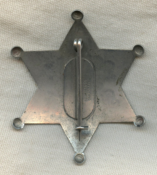 Great Old 1910s Contra Costa County, California Deputy Sheriff Badge with Early Ed Jones Maker Mark