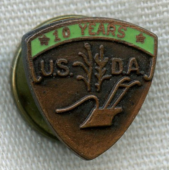 Circa 1930s-1940s USDA (US Dept. of Agriculture) 10 Years of Service Lapel Pin
