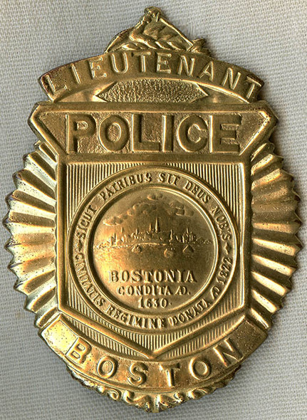 Scarce 1930's Boston, MA Police Lieutenant Badge Series 7, 2nd Type # ing