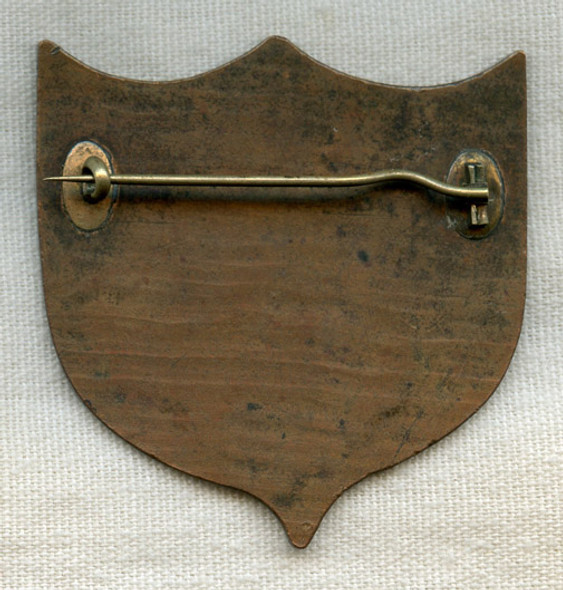 Great VERY Early 1860s - 1870s "Stock" Police Shield Badge Hand Engraved with T Pin