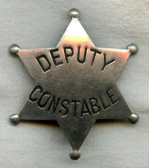 Nice Circa 1900 Old West "Stock" Deputy Constable Stamped Ball Tips 6 Point Star Badge