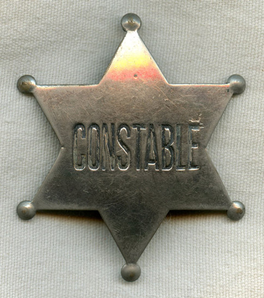 Circa 1900s - 1910s Old West "Stock" Constable 6-Point Stamped Ball Tipped Star Badge