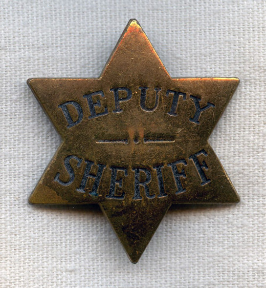 Circa 1910s-1920s Brass Deputy Sheriff 6-Point Star Badge