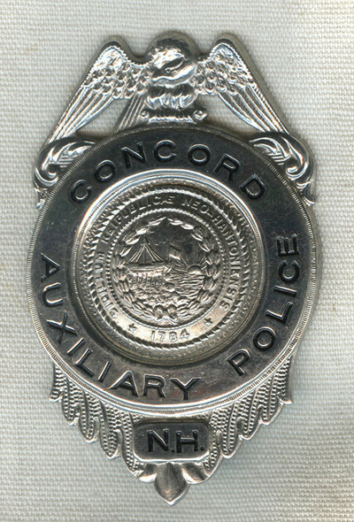 Beautiful Early 1960's Concord, New Hampshire (State Capital) Auxiliary Police Badge