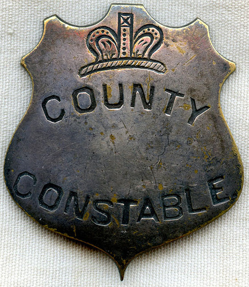 Early 1860's-70's Canadian County Constable Badge, Handmade and Named to Original Owner