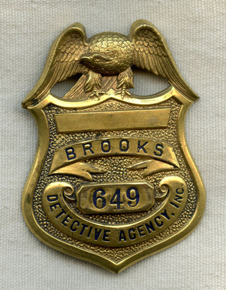Circa 1900 Brooks Detective Agency Badge
