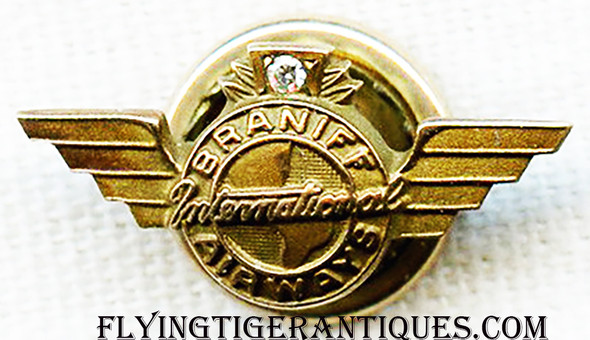 1950's Braniff International Airways 10K Lapel Pin by Haltom's