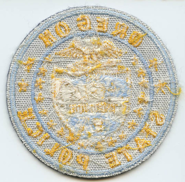 Early 1980s Oregon State Police Patch Embroidered on Wool