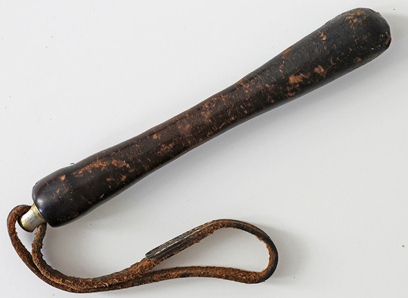 Wonderful 1880's - 90's Heavy Duty Leather Wrapped Sap with Leather Lanyard