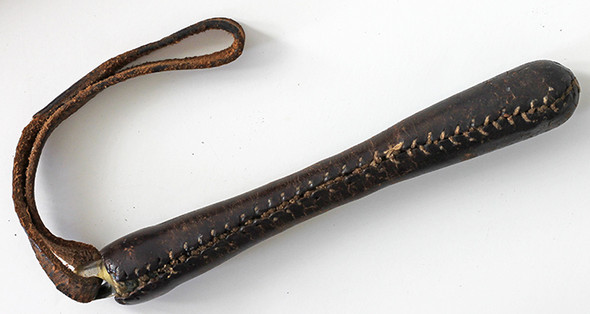 Wonderful 1880's - 90's Heavy Duty Leather Wrapped Sap with Leather Lanyard