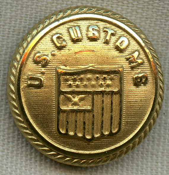 1920's - 1930's United States Customs Uniform Button Cover in Excellent Condition