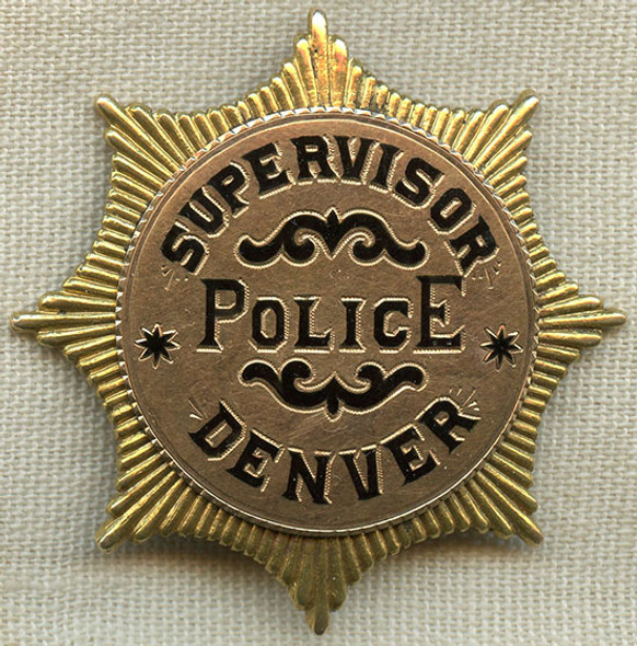 Stunning 1910's Denver, CO 14K Gold Police Supervisor Badge, Same as Commissioner of Today