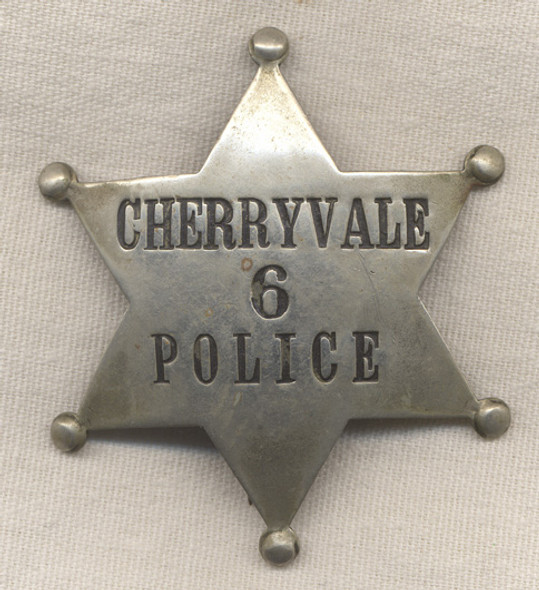 Great Old West ca 1900s - 1910s Cherryvale Kansas Police 6 pt Star Badge by Adams St. Louis