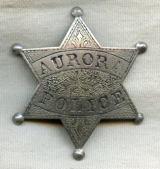 Beautiful 1900s Aurora, Colorado 6-Point Police Star Badge