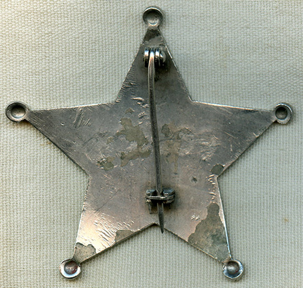 Large 1890's - 1900's 'Stock' Old West "Police" 5 Point Star Badge
