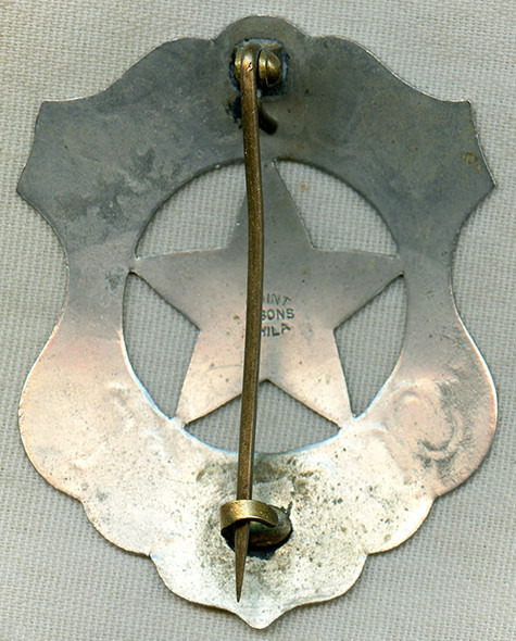 1880s - 90s HUGE Old West Stock Deputy Sheriff Circle Star Cut Out Shield Badge by Quint