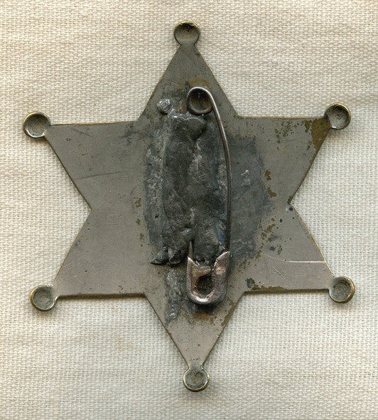 Great 1890s "Old West" Stock Deputy Sheriff 6-Point Star Badge