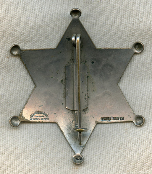 Nice Old 1910s - 1920s "Stock" Deputy Sheriff 6 Point Star Badge by Ed Jones