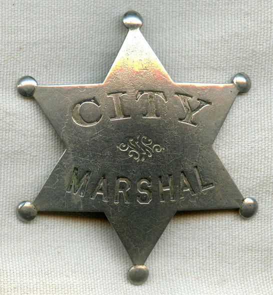 Circa 1900s - 1910s "Stock" City Marshal 6-Point Star Badge with Great Look