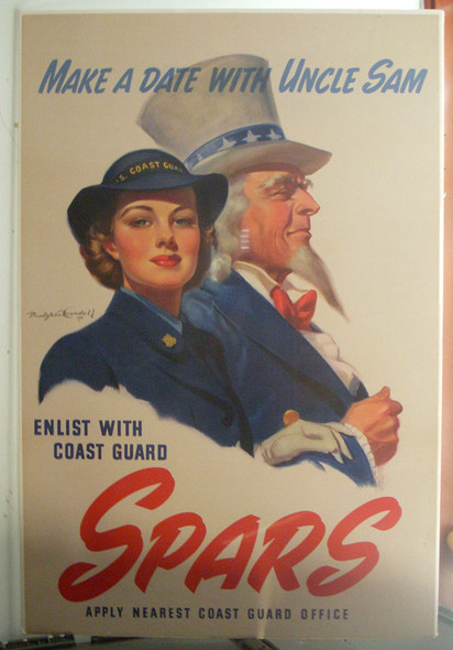 Striking 1944 US Coast Guard (USCG) Women's Reserve (SPARS) Recruiting Poster