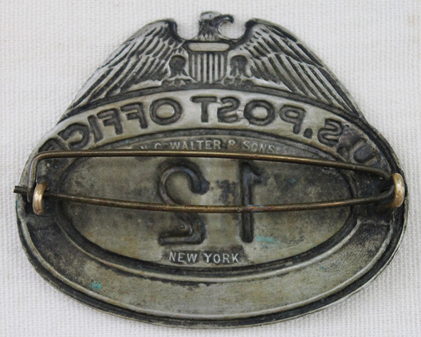 1920's - 30's US Post Office Letter Carrier Hat Badge from Keene, NH Walter & Sons, NY