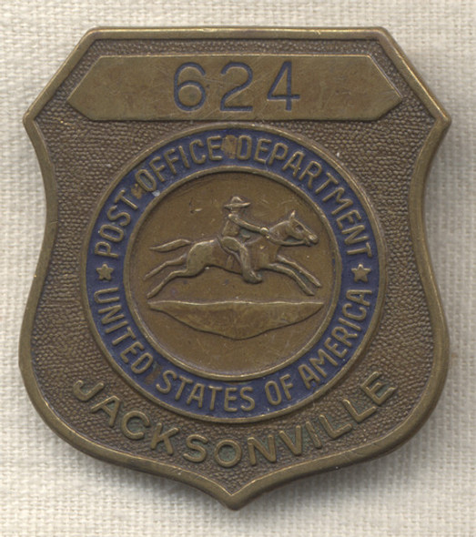 Circa 1950's Postal Badge from Jacksonville, Florida #624