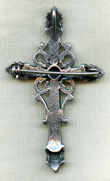 Beautiful 1920's - 30's Vintage Cross in Coin Silver with Onyx and Marcasite Stones. Pendant top.