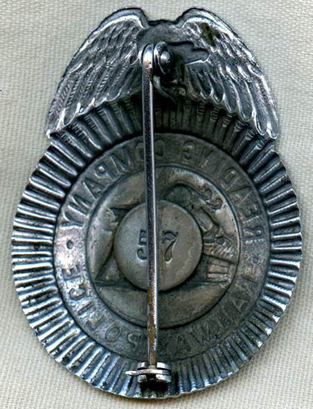 Rare Late 1930's Reading Co. Railway Police Badge Showing Streamlined "Crusader" Engine