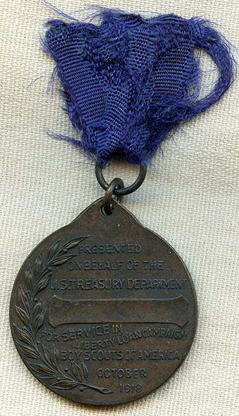 WWI BSA (Boy Scouts of America) War Service Medal for Liberty Loan Campaign of 1918