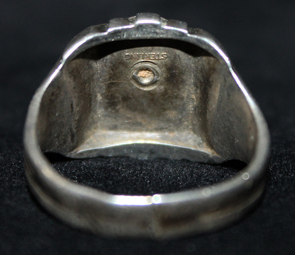 Nicely Worn 1940's - 50's BSA Eagle Scout Ring 'Art Deco' Type 2b in Enameled Sterling