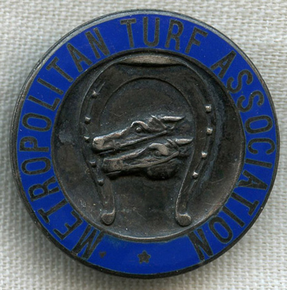 Rare Circa 1900 Metropolitan Turf Association "Mets" Member Badge in Enameled Coin Silver