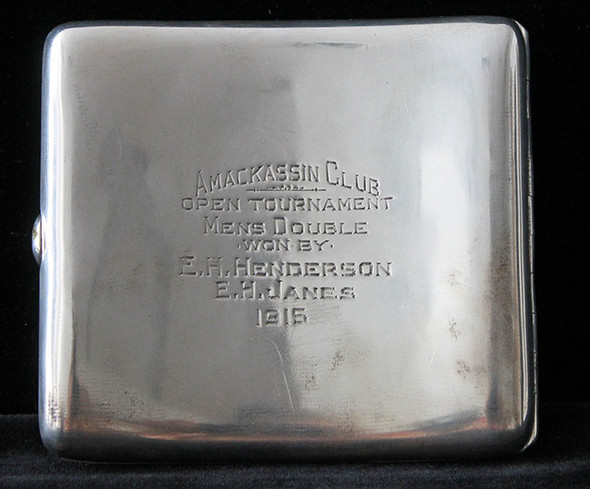 1915 Amackassin Club Yonkers, NY Cigarette Case Awarded for Men's Double Tennis Tournament