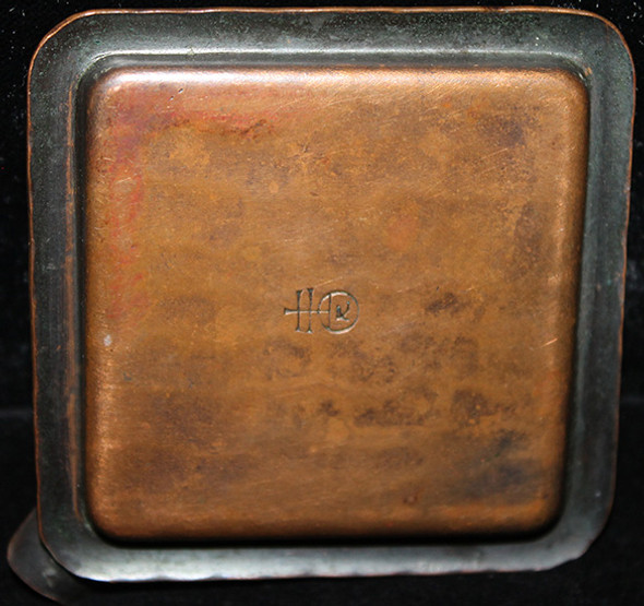 Ca. 1900 Roycroft Arts & Crafts Hammered Copper Industrial Cigarette Ashtray - Nicely Maker
