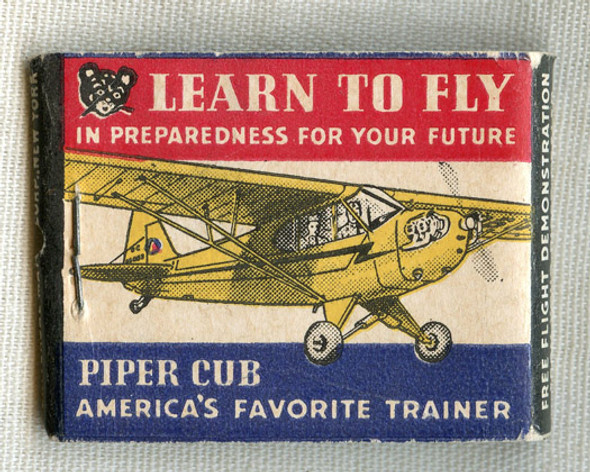 Wonderful 1930s Piper Cub Advertising Match Book with Great Graphics
