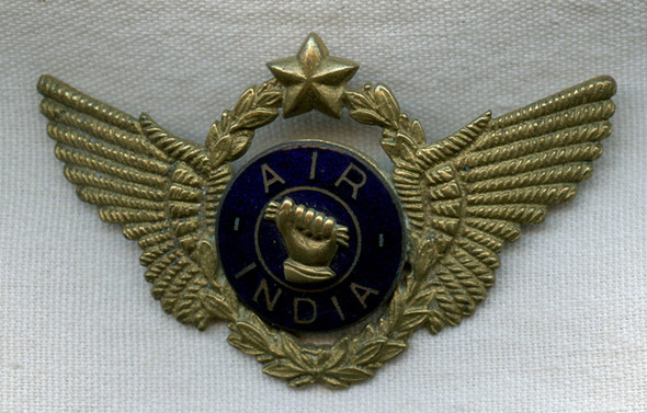 Circa 1946 Air India Enameled Hat Badge