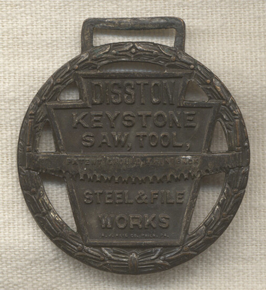 Beautiful ca 1910s Henry Disston & Sons Keystone Saws Enameled Watch Fob