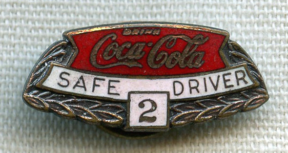 Great 1950s Coca-Cola 2 Year Safe Driver Award Lapel Pin