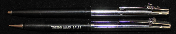 Ca. 1960 Mack Truck Promotional Pen & Pencil Set by Sheaffer with Opposing Bulldogs
