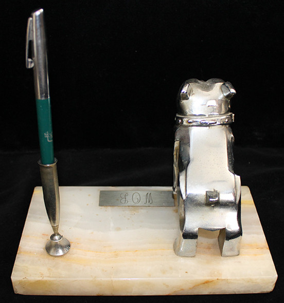 Great 1960's Mack Truck Salesman's Pen Holder Desk Set in Granite