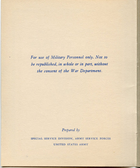 Named 1943 United States Army & Navy "A Short Guide to Great Britain"