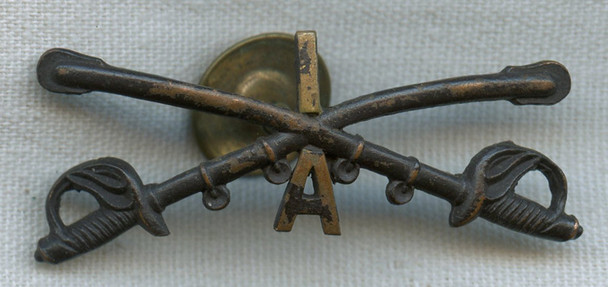 Circa 1900 US Army 1st Cavalry Troop "A" Collar Badge