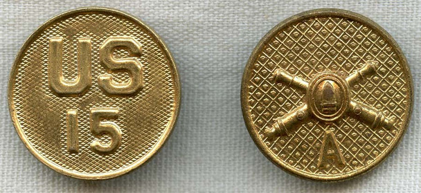 Pair of 1920's US Army 15th Coast Artillery, Battery A Collar Disc