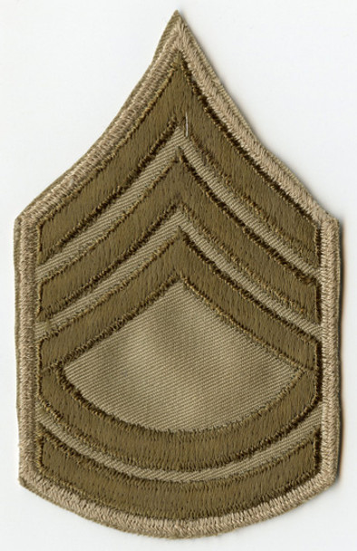 WWII Single US Army Rank Stripes for Technical Sergeant Embroidered Dark Khaki Twill Nice Condition