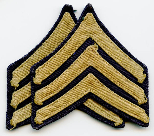 Pair of Theatre-Made Late WWII US Army Rank Stripes for Sergeant