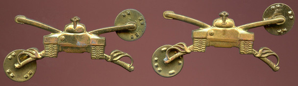 Pair of Korean War Asian-Made US Army Armored Cavalry Officer Collar Insignia