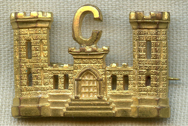 Circa 1900 United States Army Engineer Corps Company C Collar Insignia