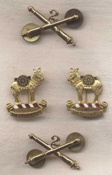 WWII US Army 2nd Artillery Matched Pair of DIs and Collar Brass