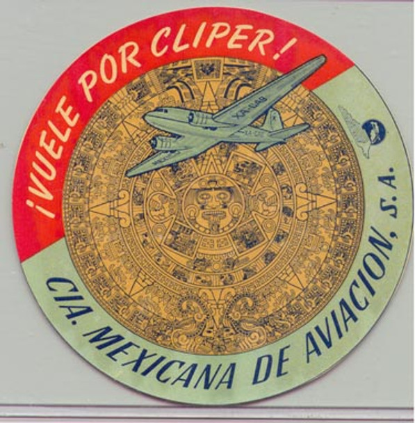 1940s Pan Am Mexicana DC-3 Baggage Label